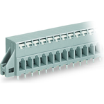 Through-panel PCB terminal strip 2 solder pins/pole 5-pole with integrated push-buttons pin spacing 5 mm / 0.197 in with fixing flanges gray