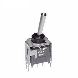 NKK Switches-B15AB Basculeur de commutateur Switch Toggle ON None (ON) SPDT Bat Lever PC Pins 0.1A 28VAC 28VDC 0.4VA PC Mount with Bracket