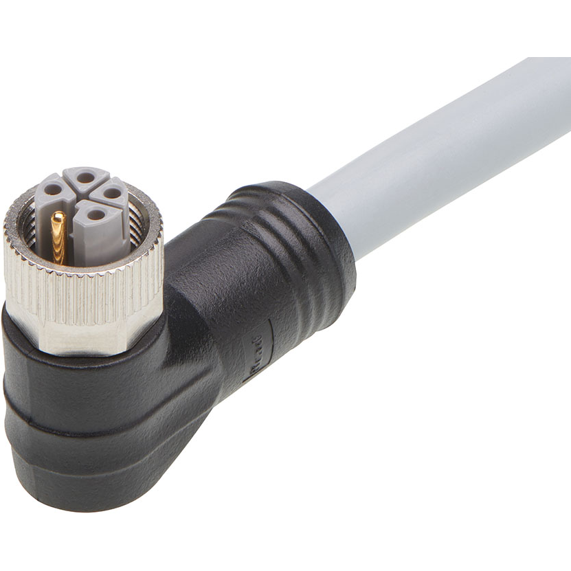 Molex-1205000310 null Micro-Change (M12) Single-Ended Cordset, 5 Poles, L-Coded, Female (90°) to Pigtail, 16 AWG, Gray TPU WSOR Cable, 5.0m (16.40') Length