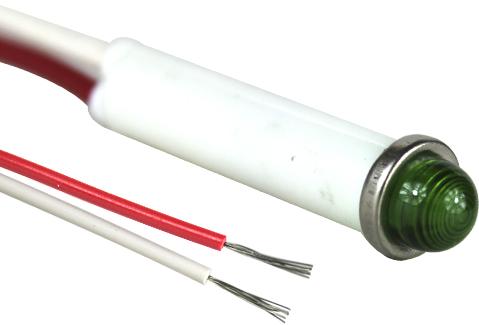 Visual Communications-2191U5-12V Panel Mount Indicators Panel Mount Indicator Round 0.31" LED 12V Wire Green