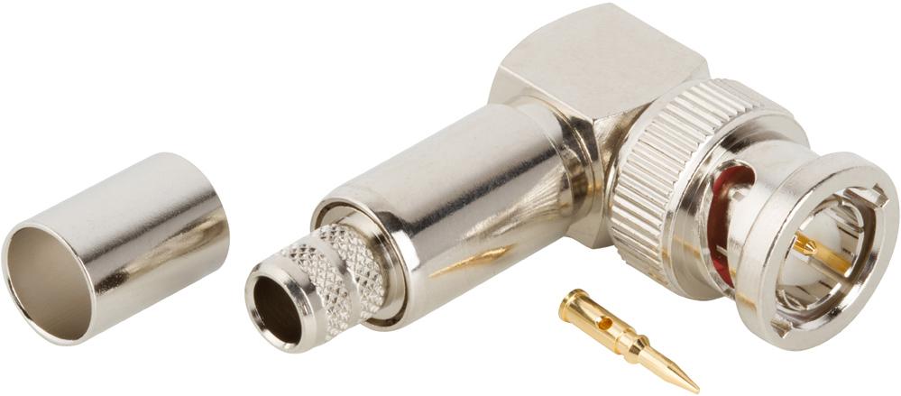 Amphenol RF-112540 RF-Steckverbinder Conn BNC 0Hz to 4GHz 75Ohm Crimp RA Cable Mount PL Gold