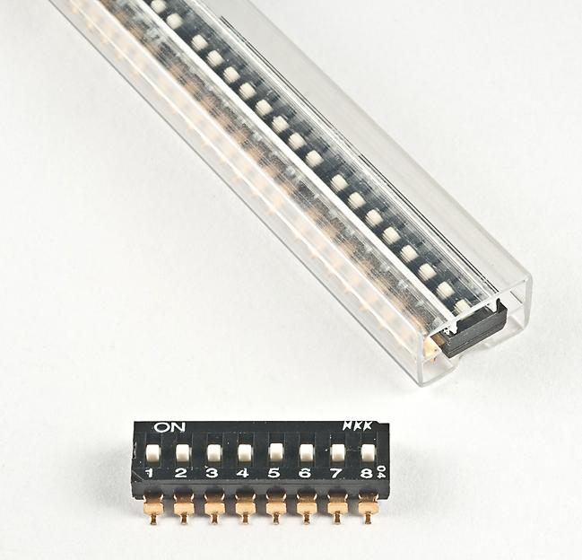 NKK Switches-JS0208AP4-S DIP-Schalter Switch DIP OFF ON SPST 8 Raised Slide 0.025A 24VDC Gull Wing 2000Cycles 2.54mm SMD Tube