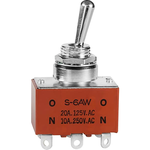 Switch Toggle ON None ON DPDT Round Lever Solder Lug 20A 250VAC 30VDC Panel Mount with Threads