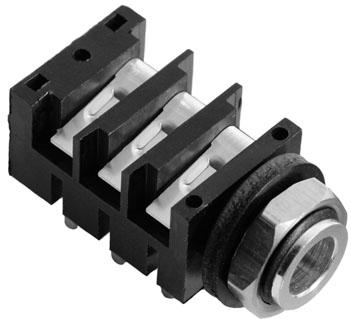 Amphenol-ACJS-MHDR Raccordement audio et vidéo Conn 1/4" Stereo Phone Jack F 3 POS 6.35mm Solder RA Thru-Hole 6 Terminal 1 Port