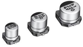 Nichicon-UZS1H100MCL1GB Kondensator, Aluminium Cap Aluminum Lytic 10uF 50V 20% (6.3 X 4.5mm) SMD 0.033A 2000h 85°C T/R Automotive AEC-Q200