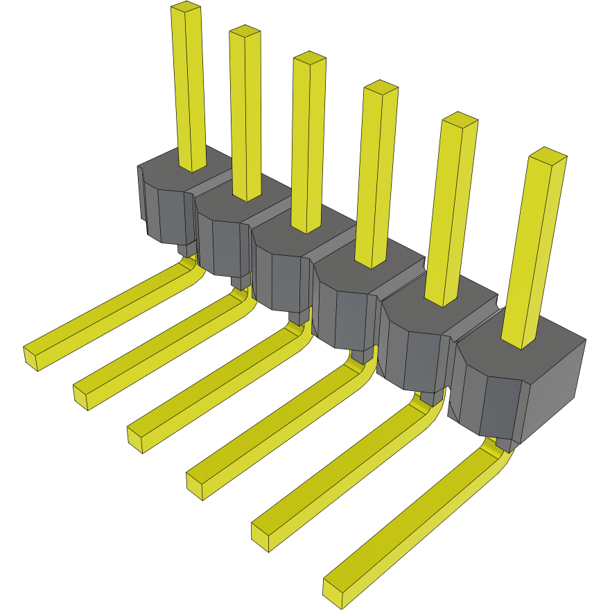 Samtec-MTSW-106-22-G-S-215-RA Cabezales del conector y receptáculos PCB Conn Unshrouded Header HDR 6 POS 2.54mm Solder RA Side Entry Thru-Hole Bulk