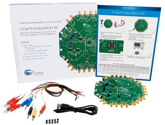Infineon Technologies AG-CY3679 Clock and Timing Development Boards and Kits CY27410 Clock Generator and Synthesizer Evaluation Kit