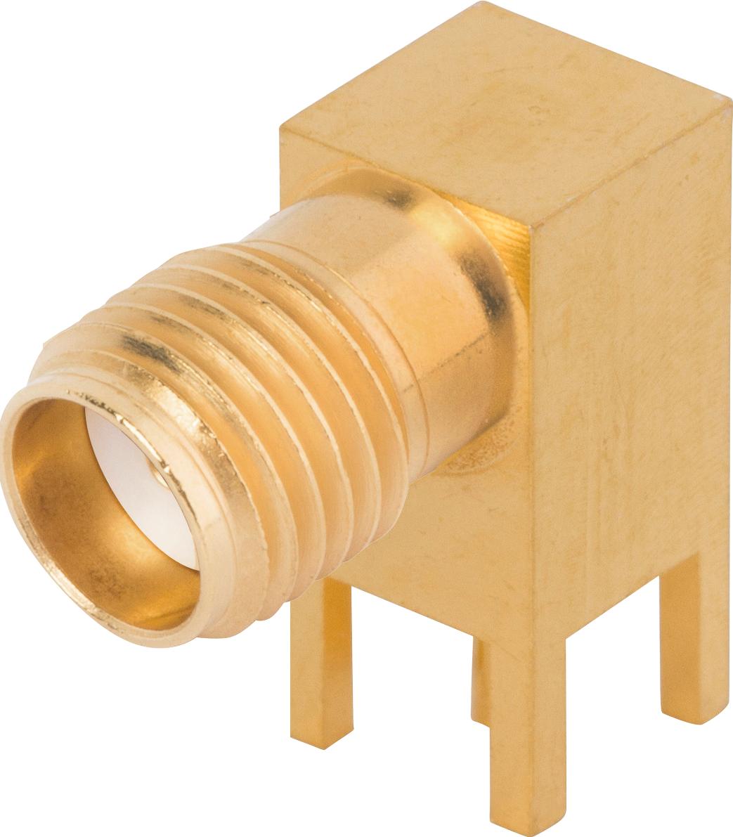 Amphenol SV Microwave-2986-6001 RF-Steckverbinder Conn SMA 0Hz to 12.4GHz 50Ohm Solder RA Thru-Hole F Gold Over Nickel Tray
