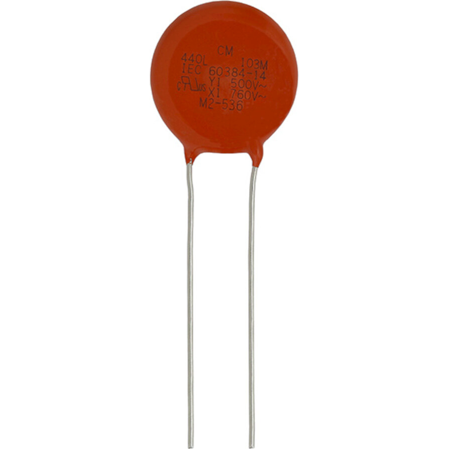 Vishay-440LD33-R Capacitor Ceramic Single Layer Cap Ceramic Suppression X1/Y1 0.0033uF 760VAC/500VAC Y5U 20%( 12.4 X 5.6mm) Radial Disc 9.5mm 125°C Bulk