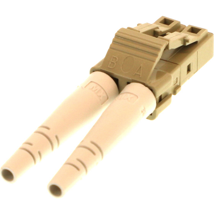 Molex-1060253300 Raccordement de fibre optique LC Duplex Connector, Multimode, 127um Ceramic Ferrule, 2.00mm Duplex Cable, Beige Housing, Straight