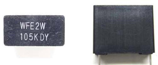 Panasonic Industry-ECW-FE2W105K Capacitor Film Cap Film 1uF 450V PP 10% (17.5 X 7 X 12.5mm) Radial Plastic Rectangular Can 15mm 105°C Ammo