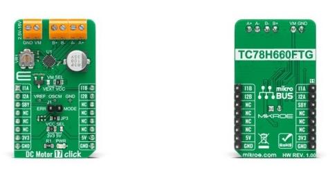 MikroElektronika-MIKROE-4454 Energiemanagement, Entwicklungsplatinen und -kits TC78H660FTG Motion Motor Control Click Board