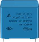 TDK-B32922X2104K000 Capacitor Film Cap Film Suppression X2 0.1uF 500VDC/275VAC PP 10% (18 X 5 X 10.5mm) Radial Plastic Rectangular Can 15mm 110°C Bulk