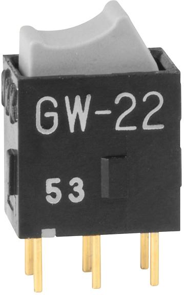 NKK Switches-GW22RHP Switch Rocker Switch Rocker ON None ON DPDT PC Pins Curved Rocker 0.1A 28VAC 28VDC 0.4VA 50000Cycles