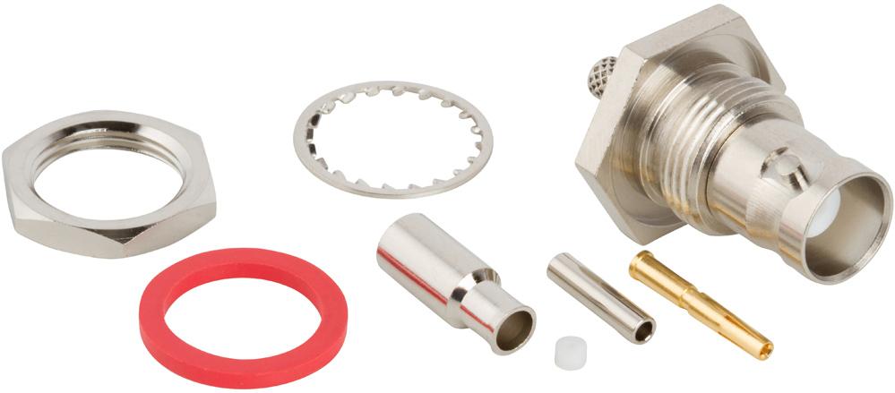 Amphenol RF-112517 RF-Steckverbinder Conn BNC 0Hz to 4GHz 50Ohm Crimp ST Panel Mount RCP Gold