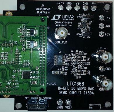 Analog Devices-DC2459A-B Cartes et kits de développement de conversion de données LTC1668 with LT6600 Demo Board, 16-Bit, 50Msps DAC, Differential ±0.25V outputs