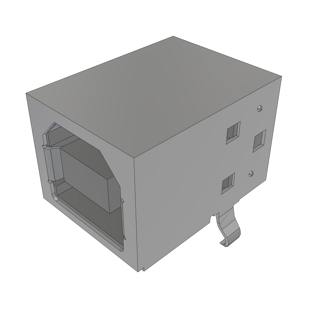 Samtec-USB-B-S-F-B-TH Connector USB Conn USB 2.0 Type B RCP 4 POS 2.5mm Solder RA Thru-Hole 4 Terminal 1 Port Tray