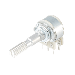 Same Sky (formerly CUI Devices)-PTN16-A100230K1B2 Resistor, capacitores variables, potenciómetres y reostates 16.5 mm, Vertical, Linear, 100 kO, Through Hole, Knurled Shaft Dual Section Rotary Potentiometer