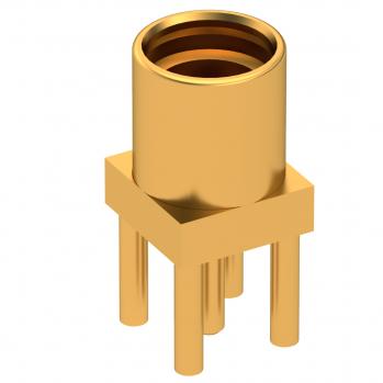 Radiall-R110A426000 Conector RF Conn MMCX 0Hz to 3GHz 50Ohm Solder ST Thru-Hole RCP Gold
