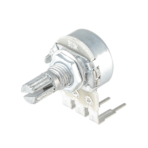 Same Sky (formerly CUI Devices)-PTN16-F10115K1B1 16.5 mm, Horizontal, Linear, 10 kO, Through Hole, Knurled Shaft Single Section Rotary Potentiometer