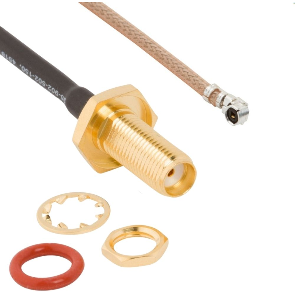 Amphenol RF-095-902-567-050 Kabelbaugruppen Koaxial SMA Straight Jack to AMC Right Angle Plug Using RG 178 Cable