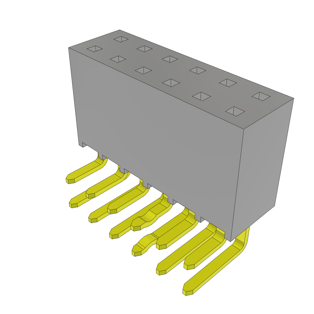 Samtec-SSW-106-02-S-D-RA-LL Steckverbinderleisten und Leiterplattenbuchsen Conn Socket Strip SKT 12 POS 2.54mm Solder RA Side Entry Thru-Hole Layer