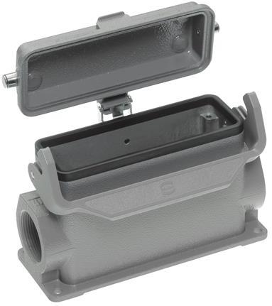 HARTING Technology Group-09300242297 Backshells Surface Mount Housing 90° 24B Shell Size Powder Aluminum Die Cast Single Lock Han®