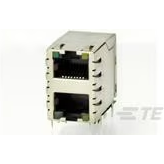 TE Connectivity-2007022-1 Steckverbinder, Telefon und Telekommunikation Conn RJ-45 F 16 POS 1.27mm Solder RA Thru-Hole 16 Terminal 2 Port Cat 5 Tray