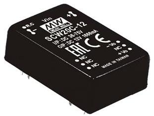 Mean Well Enterprises-SCW20A-05 DC/DC-Wandler und Spannungsreglermodul Module DC-DC 12VIN 1-OUT 5V 4A 20W 9-Pin DIP Module Tube