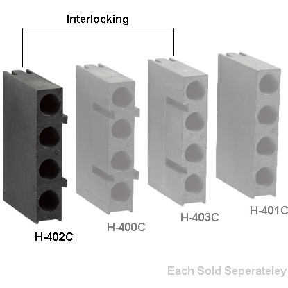 Bivar-H-402C Lighting Accessories LED Holder, Right Angle, 3 mm LED, 4 Level, 0.140in. / 0.340in. / 0.540in. / 0.740in. Center Line, Interlocking, 2 Lead, Molded Nylon, Black