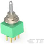 Switch Toggle (ON) OFF (ON) DPDT Long Bat Lever PC Pins 6A 250VAC 28VDC PC Mount with Threads