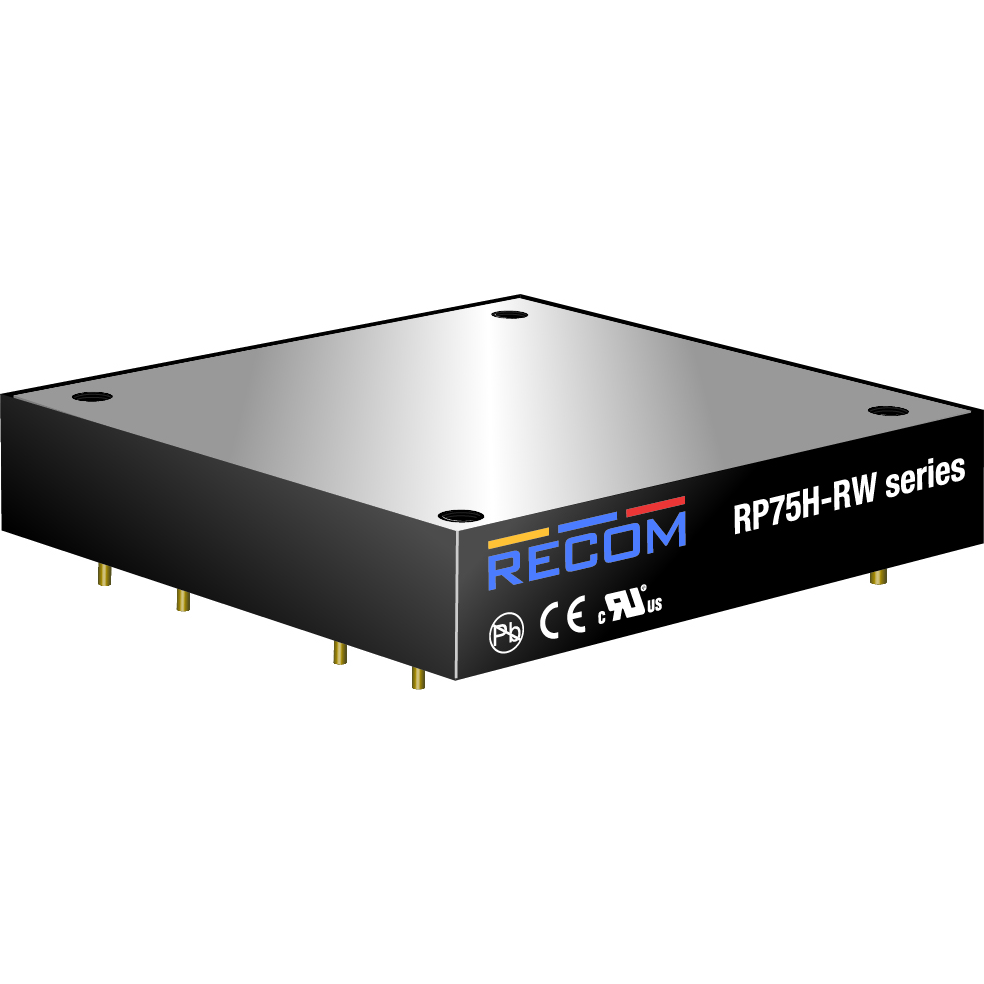 RECOM Power-RP75H-2405SRW/P DC/DC-Wandler und Spannungsreglermodul Module DC-DC 24VIN 1-OUT 5V 15A 75W 9-Pin Half-Brick Tray