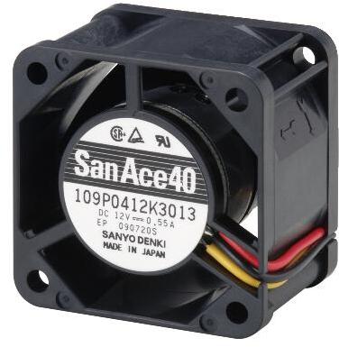 SANYO DENKI-109P0412G301 Sopladores y ventiladores DC Fan Axial Ball Bearing 12V 7V to 13.2V 42dB 40 X 40 X 28mm