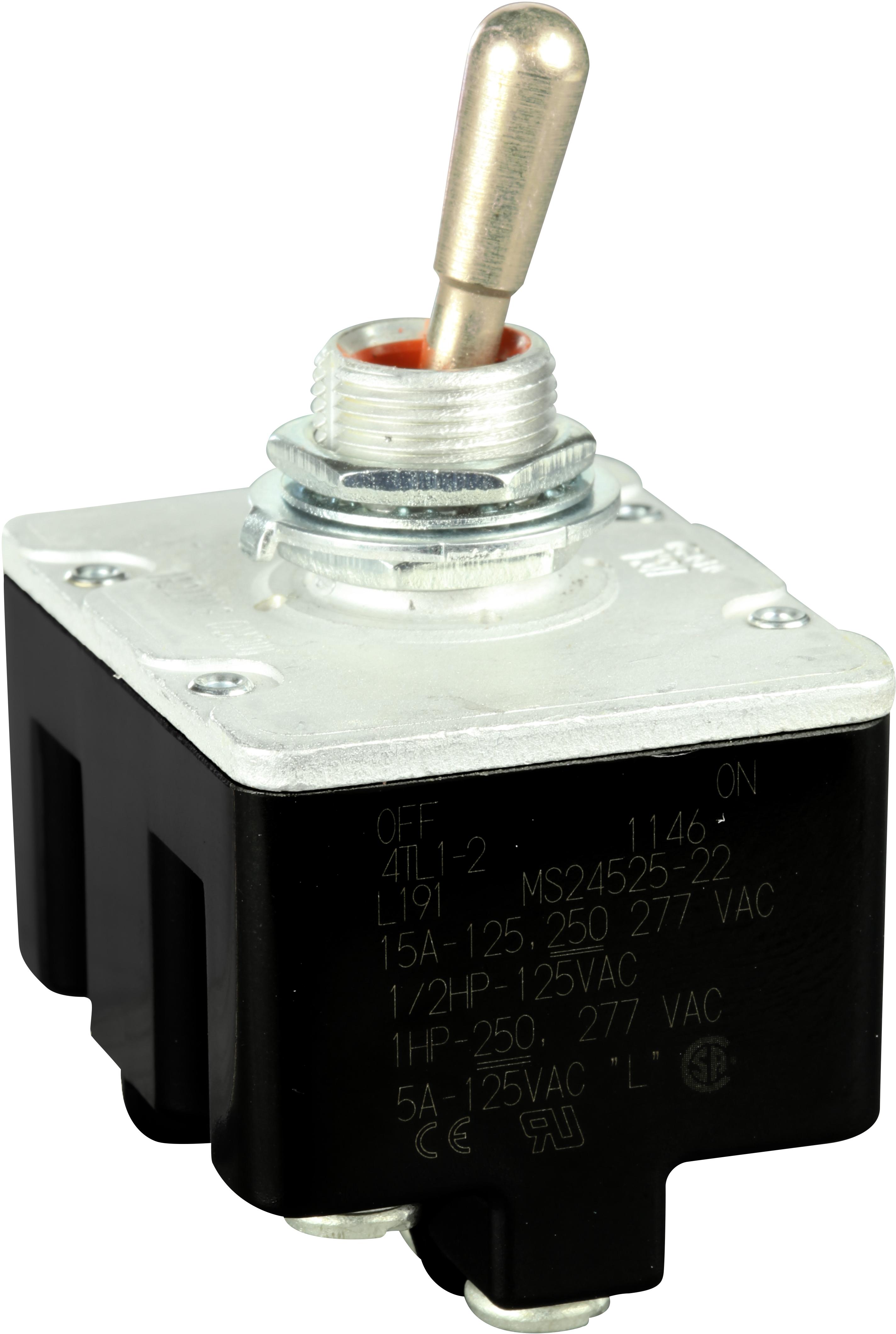 Honeywell-4TL1-2 Switch Toggle Switch Toggle OFF ON 4PST Round Lever Screw 20A 277VAC 250VDC 745.7VA Panel Mount with Threads