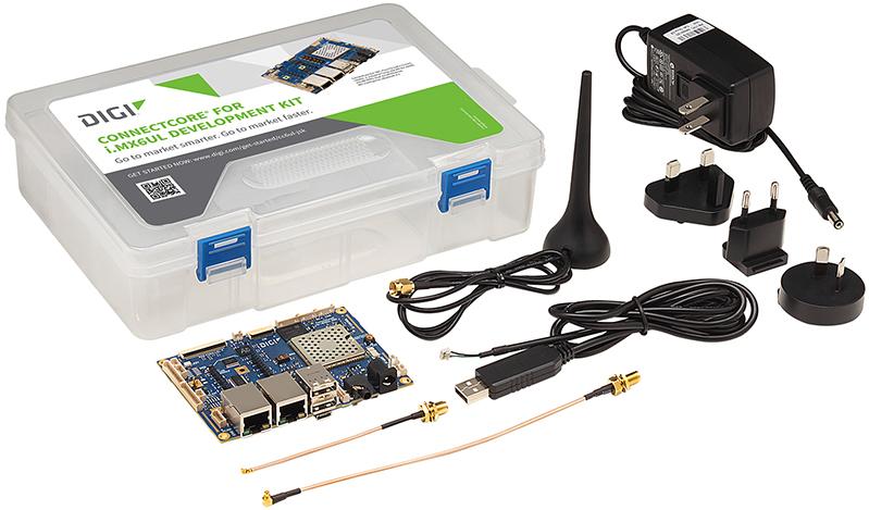 Digi International-CC-WMX6UL-KIT Eingebettete Systementwicklungsboards und -kits I.MX6UL-2 Application Processor and SOC Development Kit 528MHz CPU 256MB RAM 256MB NAND Flash Yocto Linux BSP