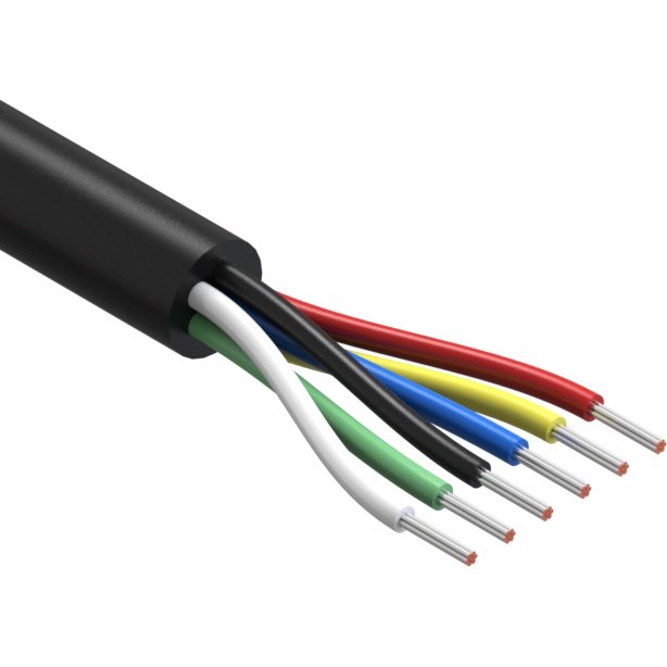 Tensility International-30-00510 Kabel, Mehrleiter Multi-Conductor Cable Polyvinyl Chloride 6Conductors 28AWG 4.7mm 300V Black Polyvinyl Chloride