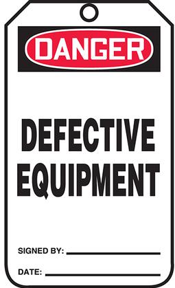 Panduit-PVT-1006 Etiquettes d'identification Safety Tags, DANGER DEFECTIVE EQUIPMENT, Polyethylene Plastic, BK A