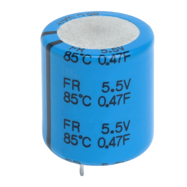 KEMET Corporation-USCFR00H474Z00 Elektrische Doppelschichtkondensatoren – Superkondensatoren Cap Supercap 0.47F 5.5V -20% to 80% ( 16.5 X 21.5mm ) Radial Cylindrical 5.08mm 100 Ohm 1000h 85°C Box