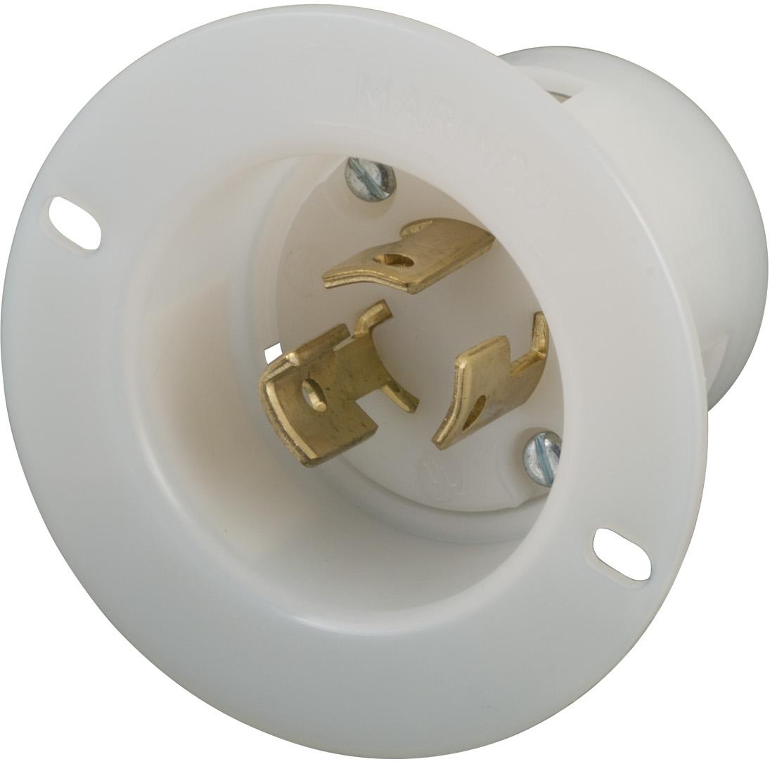 Marinco-4716 Steckverbinder Conn NEMA L5-15P PL 3 POS Screw ST Flange Mount 3 Terminal 1 Port
