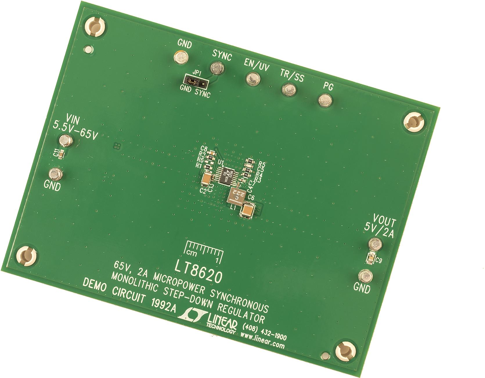 Analog Devices-DC1992A Energiemanagement, Entwicklungsplatinen und -kits LT8620 Demo Board, Micropower Synchronous Buck, 5.5V ≤ VIN ≤ 65V, VOUT = 5V @ 2A