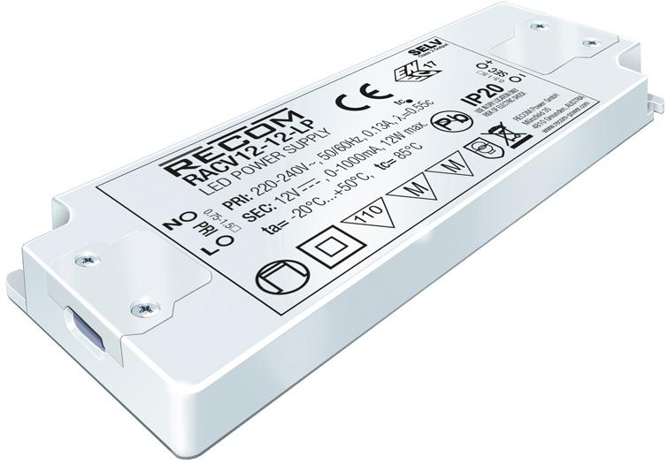 RECOM Power-RACV12-12-LP LED-Spannungsversorgung AC/DC LED Power Supply 12W Single 4-Pin