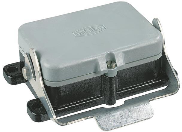 HARTING-09370480301 Schrumpfbalgenadapter Bulkhead Mount Housing 180° 48B Shell Size Powder Die Cast Aluminum Single Lock Han®