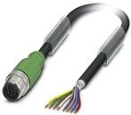 PHOENIX CONTACT-1526981 null Sensor/actuator cable, 8-position, PUR halogen-free, black-gray RAL 7021, shielded, Plug straight M12, A-coded,on free cable end, cable length 5 m