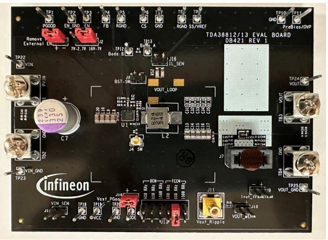 Infineon Technologies AG-EVALTDA388121VOUTTOBO1 Energiemanagement, Entwicklungsplatinen und -kits Synchronous Buck Regulator Evaluation Board