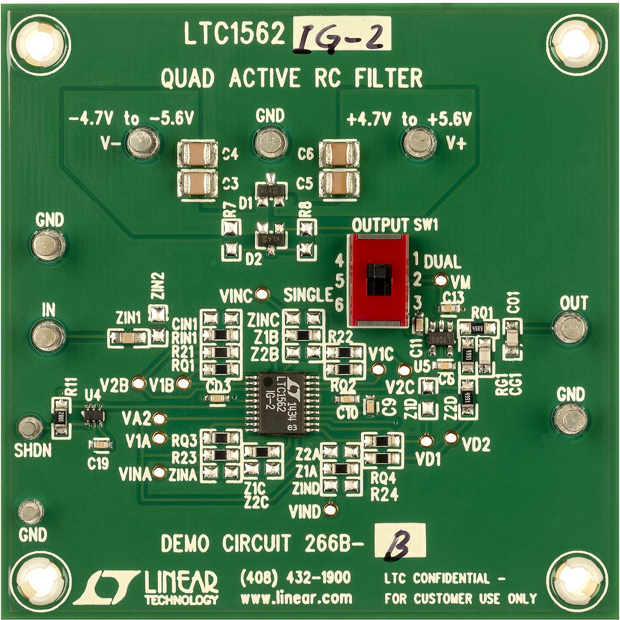 Analog Devices-DC266B-B RF/Drahtlos-Entwicklungsplatinen und Kits LTC1562CG-2, Very-Low-Noise, Low Distortion Quad Universal Filter