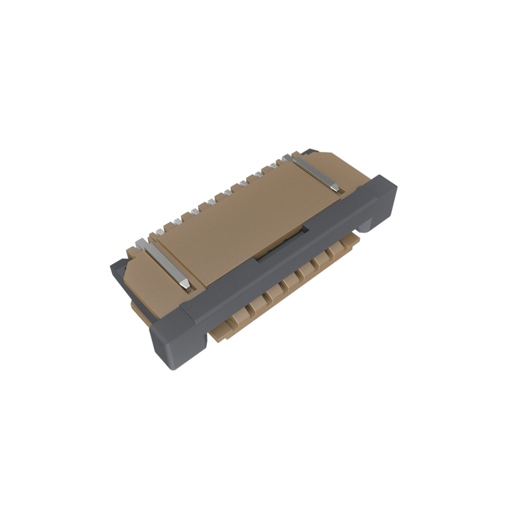 Amphenol Communications Solutions-SFW8R-1STE1LF Steckverbinder, FFC-FPC 1.00mm Flex Connector, SFW-R series, 8 Position, Down Side Contact, Side Entry Surface Mount ZIF Connector, Lead Free