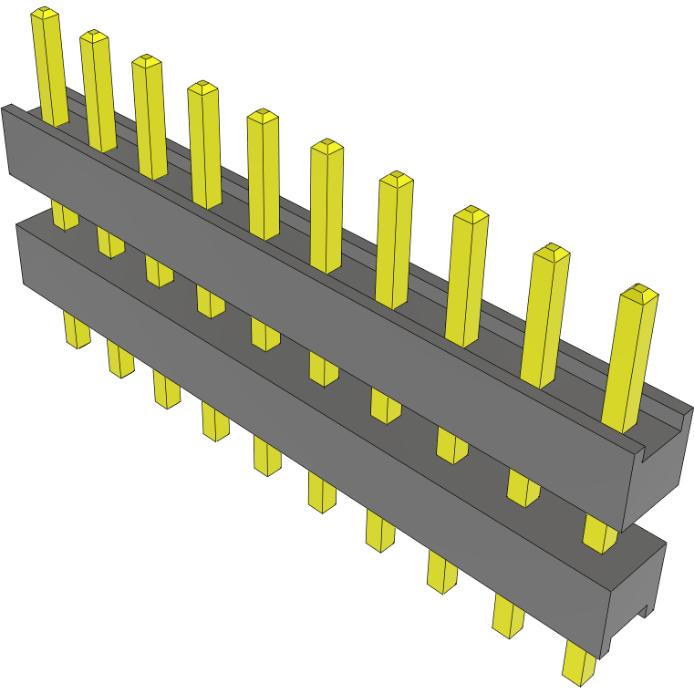 Samtec-DW-10-08-G-S-280 连接器插头及 PCB 插座 Conn Board Stacker HDR 10 POS 2.54mm Solder ST Top Entry Thru-Hole Bulk