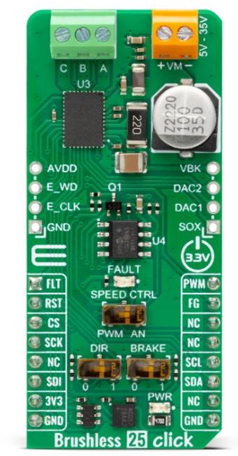 MikroElektronika-MIKROE-5644 Placas y kits de desarrollo de administración de potencia MCT8316A Motion Motor Control Click Board