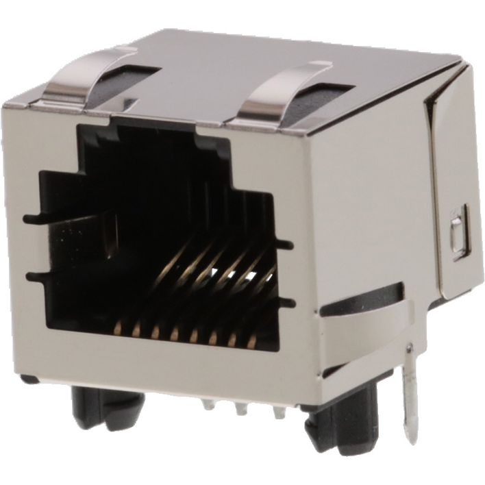 Molex-0438600013 Steckverbinder, Telefon und Telekommunikation Conn RJ-45 F 8 POS 1.02mm Solder RA Thru-Hole 8 Terminal 1 Port Modular Jack 8/8, RJ45 Cat 3 Tray