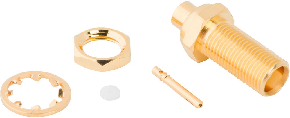 Amphenol RF-252163 RF-Steckverbinder Conn MCX 0Hz to 6GHz 50Ohm Solder ST Panel Mount RCP Gold